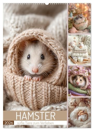 Hamster - süße Tiere zum Verlieben (Wandkalender 2026 DIN A2 hoch), CALVENDO Monatskalender: Zwerghamster und Goldhamster bezaubern mit süßen Szenen ... Wärme und Freude jeden Monat (CALVENDO Tiere) von CALVENDO