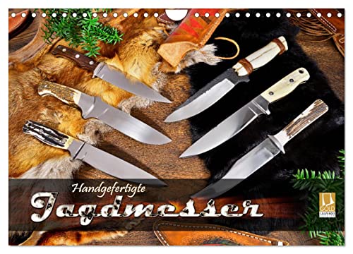 Handgefertigte Jagdmesser (Wandkalender 2026 DIN A4 quer), CALVENDO Monatskalender: Messer mit feststehender Klinge in stimmungsvollem Arrangement (CALVENDO Hobbys) von CALVENDO