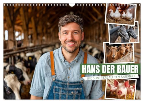 Hans der Bauer und seine Tiere auf dem Bauernhof (Wandkalender 2026 DIN A3 quer), CALVENDO Monatskalender: Bauernhof Tiere für Kinder und Tierfreunde ... und Landleben nach Hause (CALVENDO Tiere) von CALVENDO