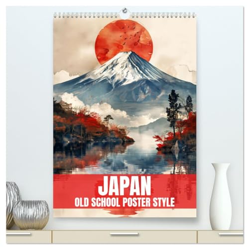 Japan - Old School Poster Style (hochwertiger Premium Wandkalender 2026 DIN A2 hoch), Kunstdruck in Hochglanz: Eine Sammlung von Poster über Japan in Old School Style von CALVENDO