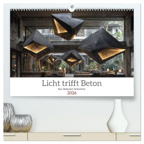 Licht trifft Beton (hochwertiger Premium Wandkalender 2026 DIN A2 quer), Kunstdruck in Hochglanz: Design in Licht und Beton (CALVENDO Kunst) von CALVENDO