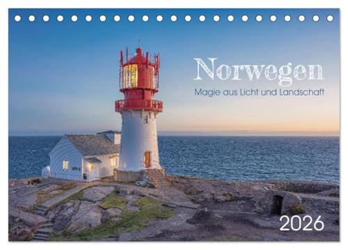 Norwegen - Magie aus Licht und Landschaft (Tischkalender 2026 DIN A5 quer), CALVENDO Monatskalender: Die schönsten Highlights für eine Reise durch Südnorwegen. von CALVENDO