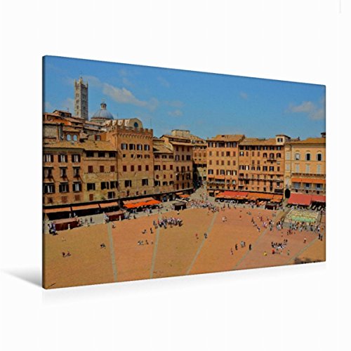 Premium Textil-Leinwand 120 x 80 cm Quer-Format Piazza del Campo Siena | Wandbild, HD-Bild auf Keilrahmen, Fertigbild auf hochwertigem Vlies, Leinwanddruck von Fabian Keller von CALVENDO