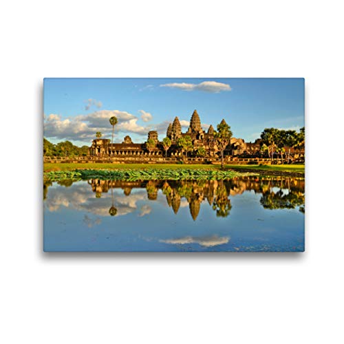 Premium Textil-Leinwand 45 x 30 cm Quer-Format Angkor Wat im Abendlicht | Wandbild, HD-Bild auf Keilrahmen, Fertigbild auf hochwertigem Vlies, Leinwanddruck von Frederik Schwall von CALVENDO