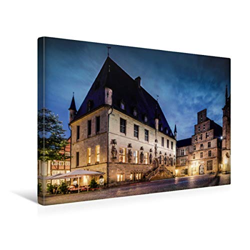 Premium Textil-Leinwand 45 x 30 cm Quer-Format Rathaus Osnabrück mit Stadtwaage im Abendlicht | Wandbild, HD-Bild auf Keilrahmen, Fertigbild auf hochwertigem Vlies, Leinwanddruck von Kurt Krause von CALVENDO