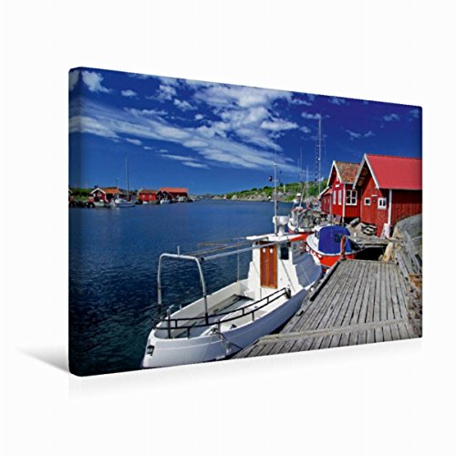 Premium Textil-Leinwand 45 x 30 cm Quer-Format Schweden: Kleiner Hafen an der Westküste | Wandbild, HD-Bild auf Keilrahmen, Fertigbild auf hochwertigem Vlies, Leinwanddruck von Reinhard Pantke von CALVENDO