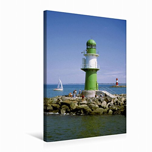 Premium Textil-Leinwand 50 x 75 cm Hoch-Format Leuchtturm Warnemünde | Wandbild, HD-Bild auf Keilrahmen, Fertigbild auf hochwertigem Vlies, Leinwanddruck von Lothar Reupert von CALVENDO