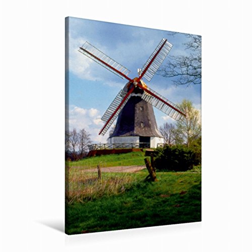 Premium Textil-Leinwand 60 x 90 cm Hoch-Format Windmühle in Worpswede, Teufelsmoor | Wandbild, HD-Bild auf Keilrahmen, Fertigbild auf hochwertigem Vlies, Leinwanddruck von Lothar Reupert von CALVENDO