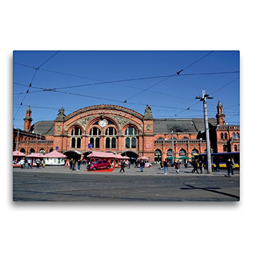 Premium Textil-Leinwand 75 x 50 cm Quer-Format Bremer Hbf. - Bremen | Wandbild, HD-Bild auf Keilrahmen, Fertigbild auf hochwertigem Vlies, Leinwanddruck von Günther Klünder von CALVENDO