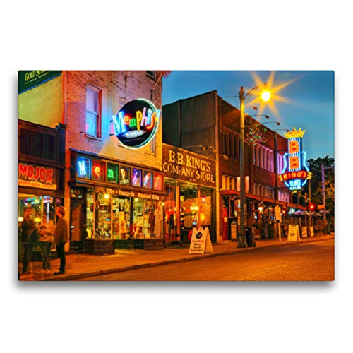 Premium Textil-Leinwand 75 x 50 cm Quer-Format Musikkneipen in der Beale Street, Memphis, Tennessee | Wandbild, HD-Bild auf Keilrahmen, Fertigbild auf hochwertigem Vlies, Leinwanddruck von gro von CALVENDO