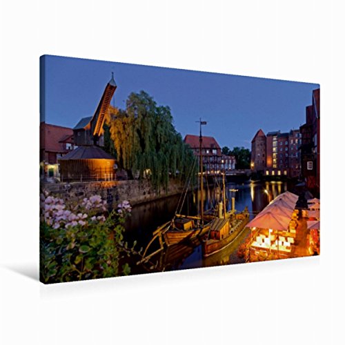 Premium Textil-Leinwand 90 x 60 cm Quer-Format Alter Hafen, Am Stintmarkt, Lüneburg | Wandbild, HD-Bild auf Keilrahmen, Fertigbild auf hochwertigem Vlies, Leinwanddruck von Siegfried Kuttig von CALVENDO