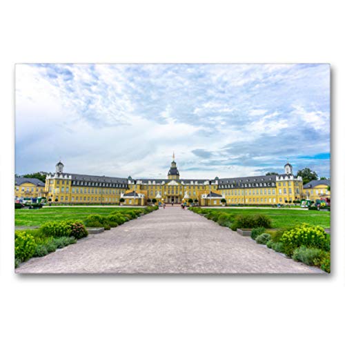 Premium Textil-Leinwand 90 x 60 cm Quer-Format Das Schloss in Karlsruhe | Wandbild, HD-Bild auf Keilrahmen, Fertigbild auf hochwertigem Vlies, Leinwanddruck von Christine Nöh von CALVENDO