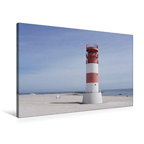 Premium Textil-Leinwand 90 x 60 cm Quer-Format Leuchtturm auf Helgoland-Düne | Wandbild, HD-Bild auf Keilrahmen, Fertigbild auf hochwertigem Vlies, Leinwanddruck von Kattobello von CALVENDO