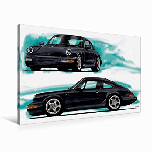 Premium Textil-Leinwand 90 x 60 cm Quer-Format Porsche 911/964 | Wandbild, HD-Bild auf Keilrahmen, Fertigbild auf hochwertigem Vlies, Leinwanddruck von Reinhold Autodisegno von CALVENDO