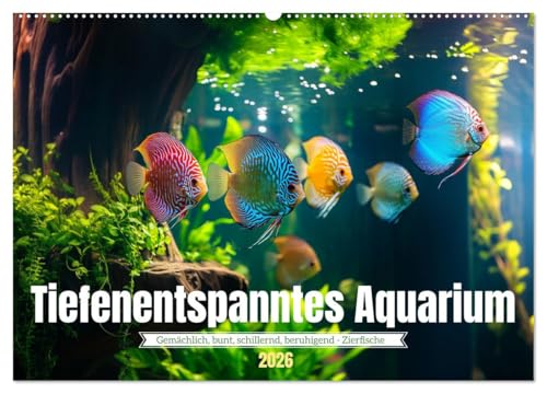 Tiefenentspanntes Aquarium (Wandkalender 2026 DIN A2 quer), CALVENDO Monatskalender: Ein Aquarium: ein Fenster zu einer Welt, in der Zeit nicht eilt und Sorgen versinken. (CALVENDO Tiere) von CALVENDO