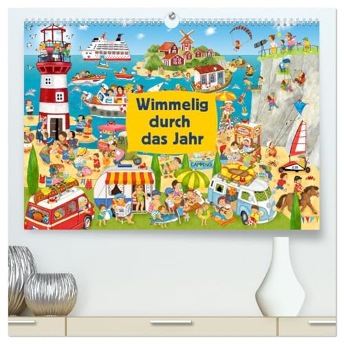Wimmelig durch das Jahr (hochwertiger Premium Wandkalender 2026 DIN A2 quer), Kunstdruck in Hochglanz: Lustige Wimmelbilder für Kinder (CALVENDO Spass) von CALVENDO