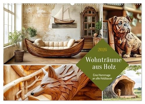 Wohnträume aus Holz (Wandkalender 2026 DIN A2 quer), CALVENDO Monatskalender: Eine Hommage an alle Holzbauer (CALVENDO Kunst) von CALVENDO