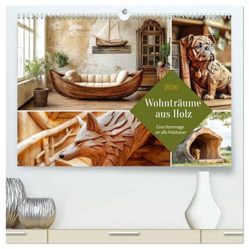 Wohnträume aus Holz (hochwertiger Premium Wandkalender 2026 DIN A2 quer), Kunstdruck in Hochglanz: Eine Hommage an alle Holzbauer (CALVENDO Kunst) von CALVENDO