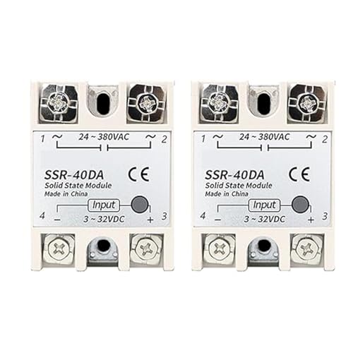 2 piecs SSR Halbleiterrelais Solid-State-Relaismodul SSR-40DA, Solid State Relais 3-32VDC Ausgang 24-380VAC 40A Kühlkörper von CAM2