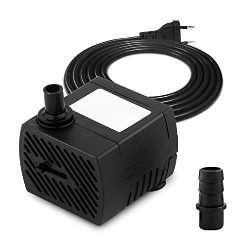 CAM2 Mini Wasserpumpen,Ultra Leise Aquarium Pumpe mit 1.5m Netzkabel,350L/H, 5W,Tauchpumpe Klein Springbrunnenpumpe Fontänenpumpe,2 Düsen für Aquarium Teich,Garten,Brunnen von CAM2