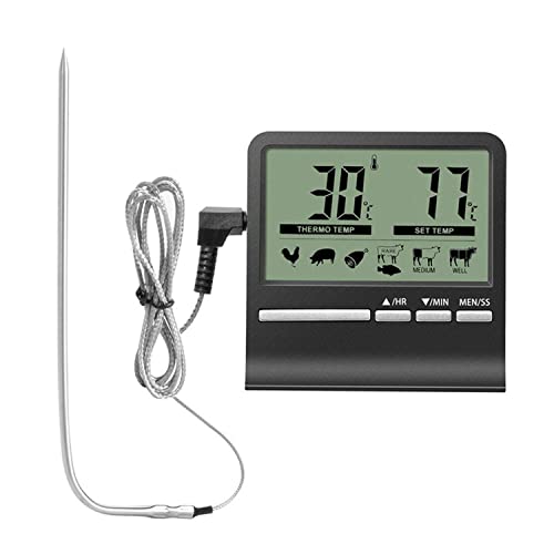 CAM2 Ofenthermometer, Bratenthermometer, Ausgestattet mit großem LCD-Digitaldisplay, Timer, Sonde aus Edelstahl 304, Magnetadsorption, Warnung vor hoher Temperatur, Präzise Temperaturmessung von CAM2