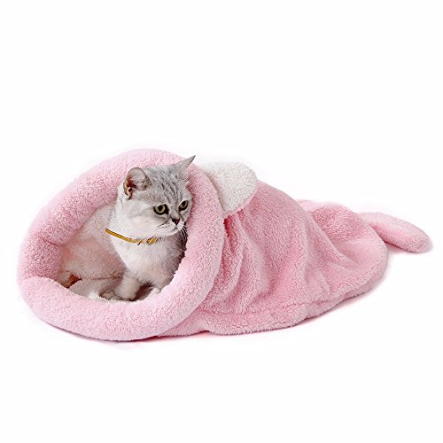 CAMAL Katzenbett, Weiche Waschbare Haustier-Schlafsäcke für Katze und Hund (Mittel, Rosa) von CAMAL