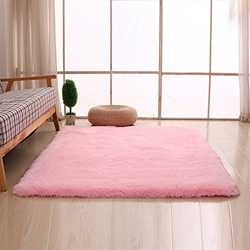 CAMAL Teppiche, Rechteck Waschbarer Seide Wolle Material Teppich für Wohnzimmer und Schlafzimmer (80cmX120cm, Rosa) von CAMAL