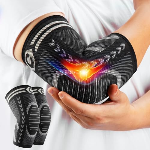 CAMBIVO 2 Pack Ellenbogenbandage Herren Damen, Tennisarm Bandage Ellenbogen, Bandage Ellenbogen für Golferarm, Basketball und andere Sport mit Ellbogen Wrist Support von CAMBIVO