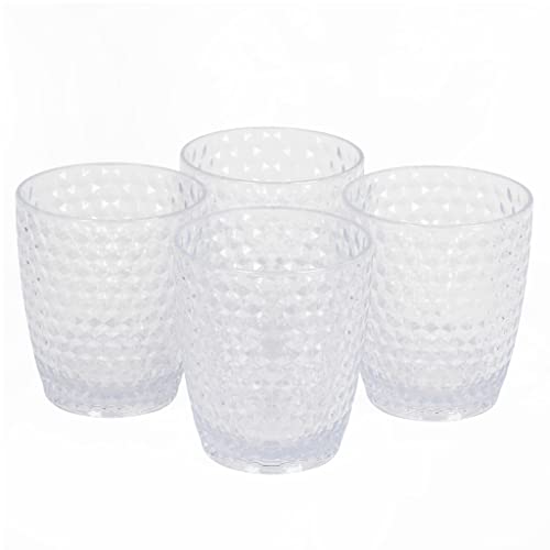 Cambridge CM07654EU7 Fete 4-teilige Trinkgläser, Becher, 340 ml, BPA-freie Plastikbecher mit klar Diamanteffekt für Speisen im Freien und Picknicks/Garten, für Kinder, Ferienhäuser, Camping, Partys von CAMBRIDGE ENGLISH BY DESIGN