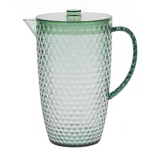 Cambridge CM07656GEU7 Großer Fete-Krug – 2-Liter-Kunststoffkrug, BPA-freier Wasserkrug mit Deckel, Diamanteffekt, nur Handwäsche, ideal für Außenbereich, ideal für Partys, Camping und Picknicks, Grün von Cambridge