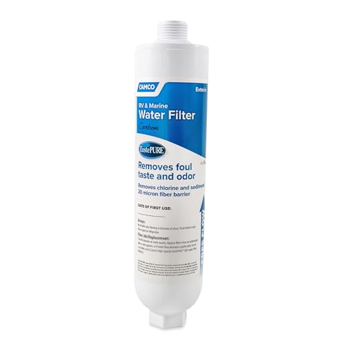 Camco 40645 TastePURE Inline RV Wasserfilter | Verbessert den Geschmack und den Geruch Ihres Trinkwassers für bis zu 120 Tage | Einfach zu bedienen von Camco