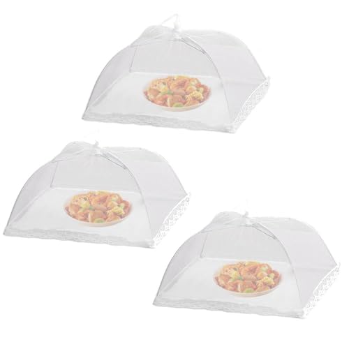 CAMEIRGOU 3 Stück Faltbare Abdeckhaube Lebensmittel Abdeckung Zelt Abdeckhaube Für Essen Faltbare Kuchenabdeckung Fliegenschirm Kuchenabdeckung Fliegenschutz Für Essen, Obst, BBQ, Grill, Picknick von CAMEIRGOU