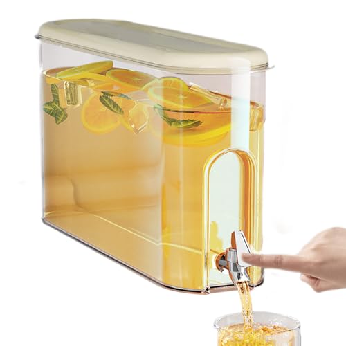 Getränkespender Mit Zapfhahn 4L Kühlschrank Wasserspender Kunststoff Getränkespender Für Den Kühlschrank Saftspender Wasserspender Mit Zapfhahn Limonadenspender Für Saft, Eistee, Limonade von CAMEIRGOU