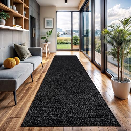 CAMILSON Easy Jute-Teppich, für drinnen und draußen, dunkelgrau, Bauernhaus-Teppiche für Wohnzimmer und Küche, solides Boho-gewebtes Design, pflegeleicht, waschbar, für den Außenbereich, Alfombras (5 von CAMILSON