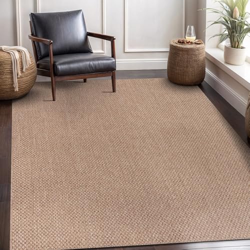 CAMILSON Easy Juteteppich, groß, für drinnen und draußen, natürliche Farbe, Bauernhaus-Teppiche für Wohnzimmer, Terrasse und Küche, solides Boho-gewebtes Design, leicht zu reinigen, waschbar von CAMILSON
