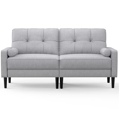 CAMMATE 2 Sitzer Sofa mit Dicken Polstern, Bequemes 2-Sitzer Sofa für Schlafzimmer und Wohnzimmer, Hellgrau von CAMMATE