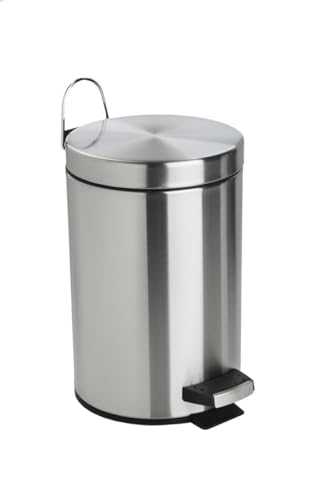 CAMPALO Abfalleimer, Kosmetikeimer mit Deckel 12 Liter, Ø 25 x H39 cm, Metall Mülleimer, mit herausnehmbarem Innenbehälter für Abfälle, Trittmechanik, für den Innenbereich. Silber. CAMPALO Abfalleimer, Kosmetikeimer mit Deckel 12 Liter, Ø 25 x H39 cm, Metall Mülleimer, mit herausnehmbarem Innenbehälter für Abfälle, Trittmechanik, für den Innenbereich. Silber. von CAMPALO