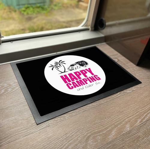 CAMPIDOO Happy Camping Fussmatte, Maße: 35x50cm - - Farbe: Schwarz CAMPIDOO Happy Camping Fussmatte, Maße: 35x50cm - - Farbe: Schwarz von CAMPIDOO