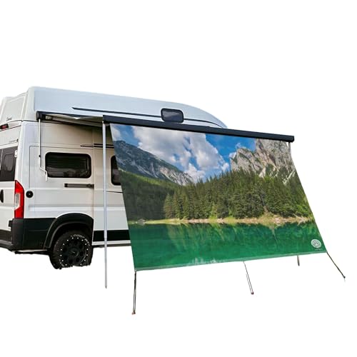 CAMPIDOO Textil Sonnensegel | BERGSEE Fotodruck | Sonnen- und Sichtschutz | Markisen Vorderwand | Kederleisten Befestigung | Camping Zubehör (250cm) von CAMPIDOO