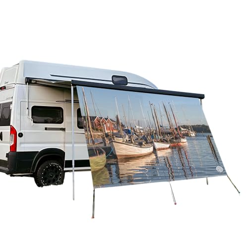 CAMPIDOO Textil Sonnensegel | Hafen Fotodruck | Sonnen- und Sichtschutz | Markisen Vorderwand | Kederleisten Befestigung | Camping Zubehör (200x280 cm) von CAMPIDOO