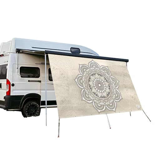 CAMPIDOO Textil Sonnensegel | Mandala BEIGE Fotodruck | Sonnen- und Sichtschutz | Markisen Vorderwand | Kederleisten Befestigung | Camping Zubehör von CAMPIDOO