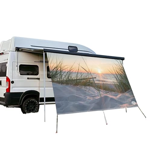 CAMPIDOO Textil Sonnensegel | OSTSEE-Strand Fotodruck | Sonnen- und Sichtschutz | Markisen Vorderwand | Kederleisten Befestigung | Camping Zubehör (200cm) von CAMPIDOO