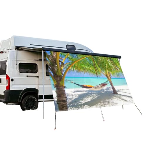 CAMPIDOO Textil Sonnensegel | PALMENSTRAND Fotodruck | Sonnen- und Sichtschutz | Markisen Vorderwand | Kederleisten Befestigung | Camping Zubehör (200x350 cm) von CAMPIDOO