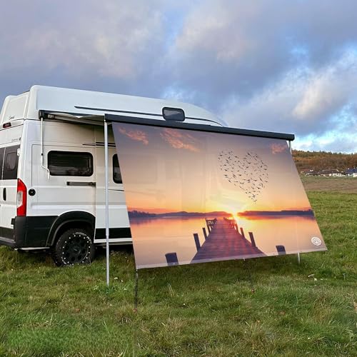 CAMPIDOO Textil Sonnensegel SEELIEBE | Höhe 200cm | hochwertiger Fotodruck inkl. Keder-Befestigung | Markisen-Vorderwand - Länge/Keder: 500cm / 5 mm von CAMPIDOO