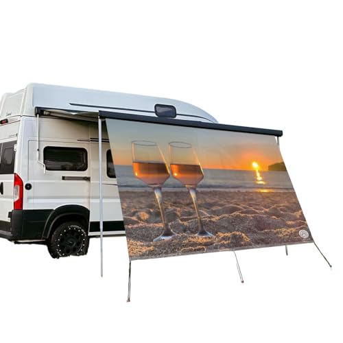 CAMPIDOO Textil Sonnensegel | STRANDROMANTIK Fotodruck | Sonnen- und Sichtschutz | Markisen Vorderwand | Kederleisten Befestigung | Camping Zubehör (200x280 cm) von CAMPIDOO