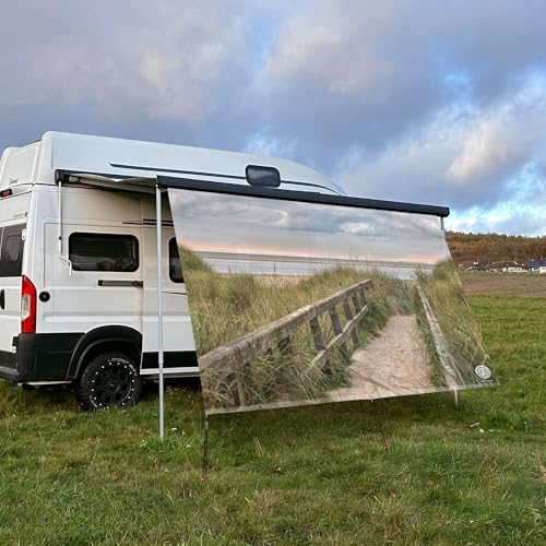 CAMPIDOO Textil Sonnensegel STRANDWEG | Höhe 200cm | hochwertiger Fotodruck inkl. Keder-Befestigung | Markisen-Vorderwand - Länge/Keder: 500cm / 5 mm von CAMPIDOO