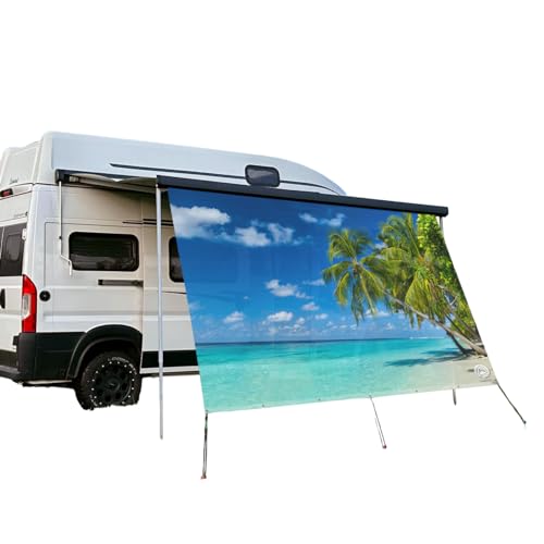 CAMPIDOO Textil Sonnensegel | Strandurlaub Fotodruck | Sonnen- und Sichtschutz | Markisen Vorderwand | Kederleisten Befestigung | Camping Zubehör (200x400 cm) von CAMPIDOO