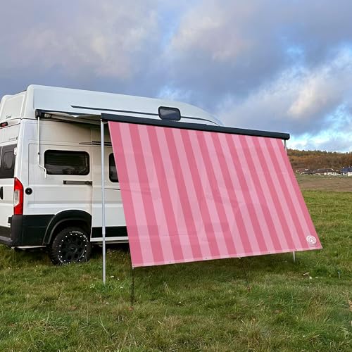 CAMPIDOO Textil Sonnensegel Stripe Rosa | Höhe 200cm | hochwertiger Fotodruck inkl. Keder-Befestigung | Markisen-Vorderwand - Länge/Keder: 450cm / 5 mm Keder (z.B. für Thule) von CAMPIDOO