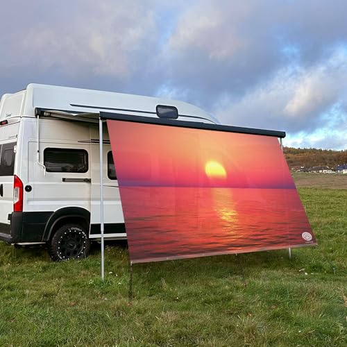 CAMPIDOO Textil Sonnensegel Sunrise | Höhe 200cm | hochwertiger Fotodruck inkl. Keder-Befestigung | Markisen-Vorderwand - Länge/Keder: 400cm / 5 mm von CAMPIDOO