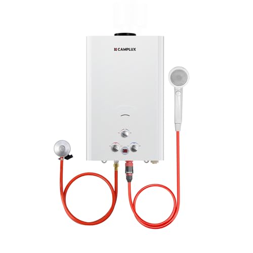 CAMPLUX BW422 16 Liter Gasdurchlauferhitzer, Tankless Gasdusche im Freien, Propangas (37mbar) / Butangas (28-30mbar), für Campingdusche/Wohnmobilausflug/Waschpferd von CAMPLUX